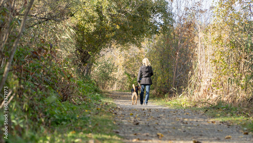 person walking a dog