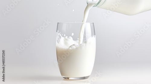 グラスに勢いよく注がれる牛乳