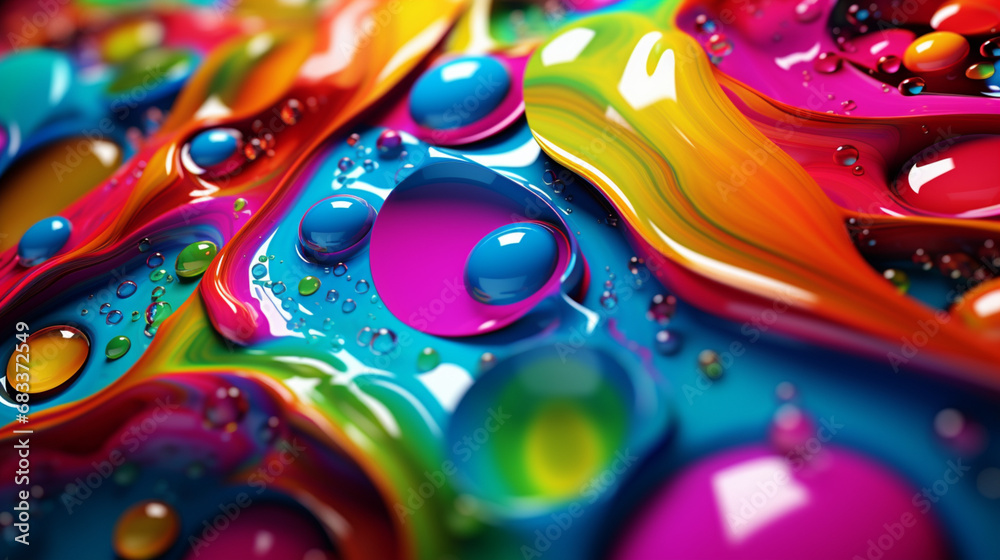 Abstract background in the form of colorful paint drops and streaks