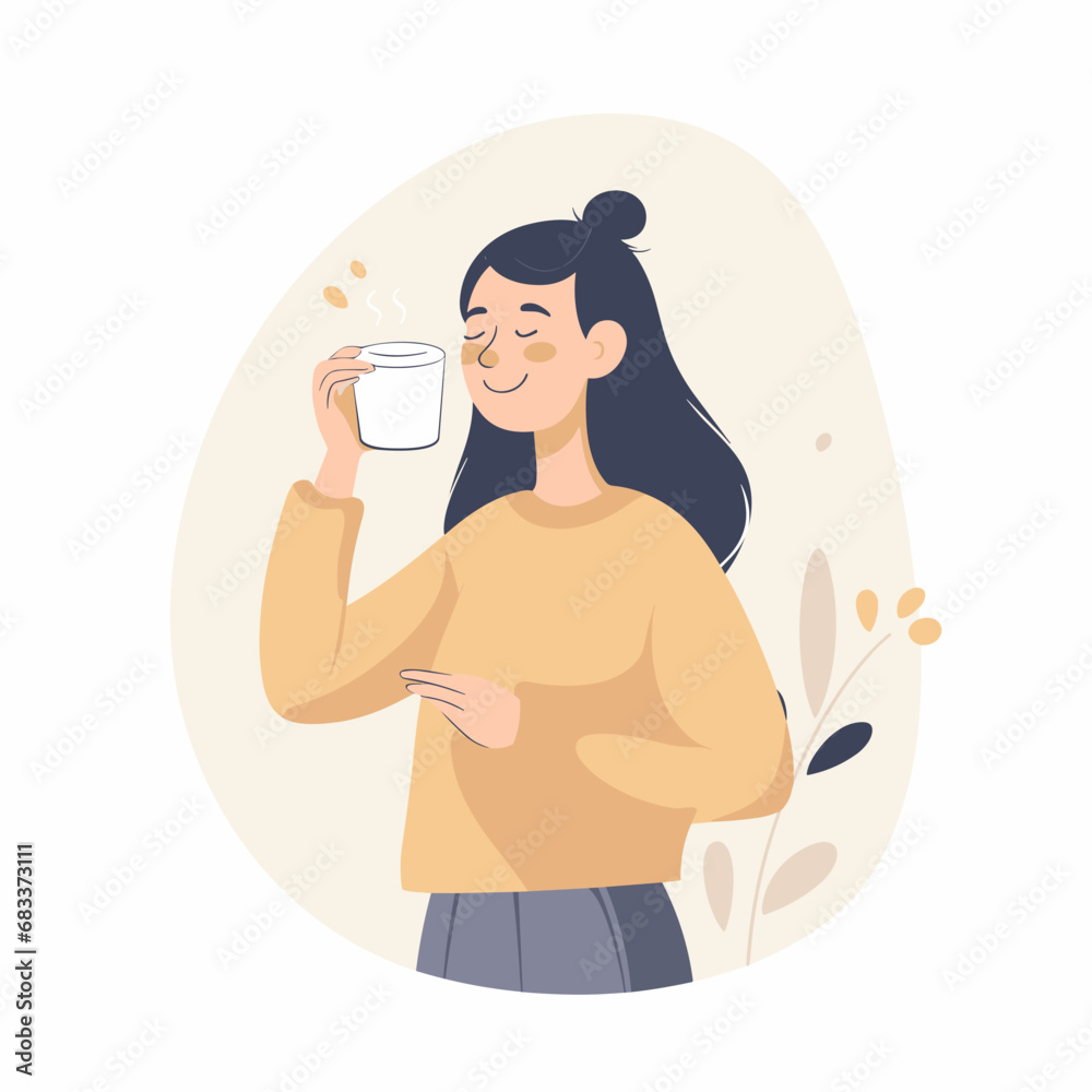 Illustration: Woman drinking coffee Illustration: Woman drinking coffee