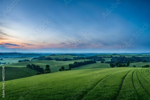 Peaceful landscapes in the countryside   blue hour