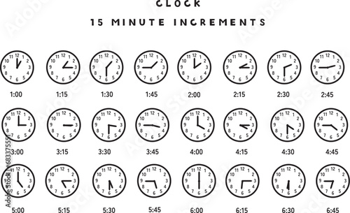 アナログ時計・15分刻み