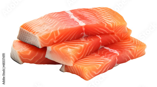 Raw steak of salmon, trout, slice of fresh raw fish isolated on transparent background