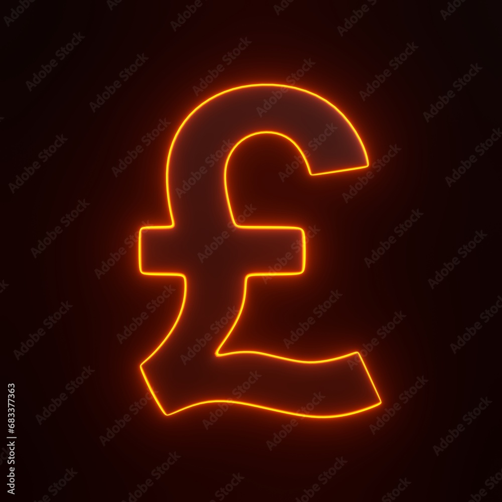 Pound sign with bright glowing futuristic orange neon lights on black background. 3D icon, sign and symbol. Front view. 3D render illustration Pound sign with bright glowing futuristic orange neon lights on black background. 3D icon, sign and symbol. Front view. 3D render illustration