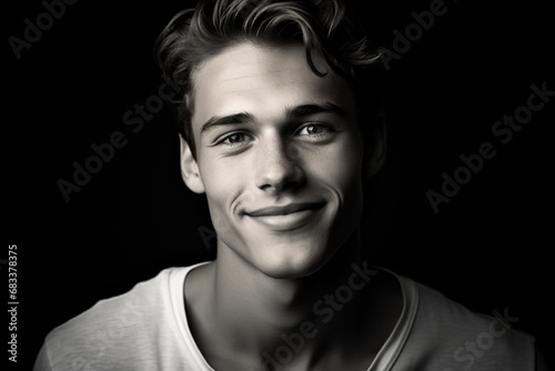 A high-key portrait highlighting the innocence and purity in the smile of a young and beautiful man.
