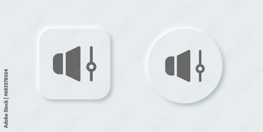 Volume solid icon in neomorphic design style. Audio level signs vector illustration. Volume solid icon in neomorphic design style. Audio level signs vector illustration.
