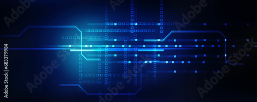 Wallpaper Mural 2d illustration Abstract futuristic electronic circuit technology background Torontodigital.ca