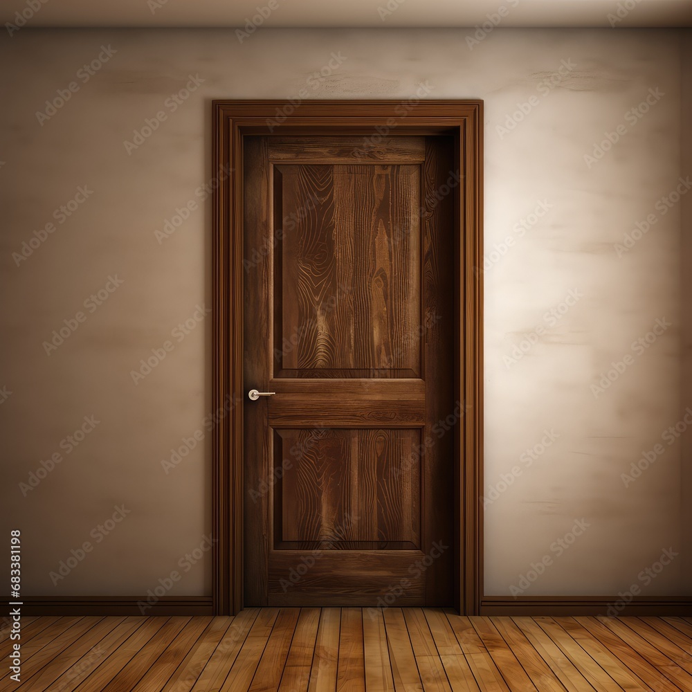 Wooden door in the interior of the room Wooden door in the interior of the room
