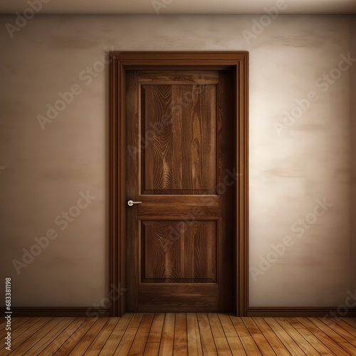 Wooden door in the interior of the room