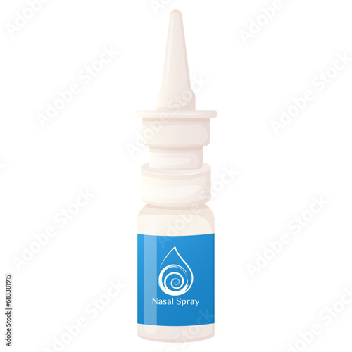 Nasal spray cold medicine illustration isolated on white. 