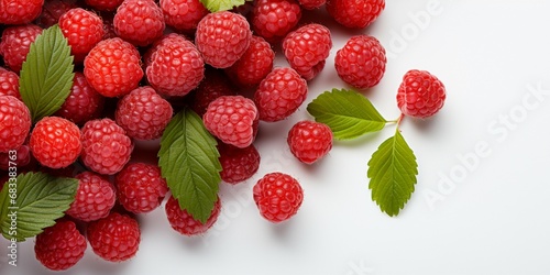 Top View of Fresh Ripe Raspberry on background  Juicy and tasty Fruit  Healthy Food  Copy space for text