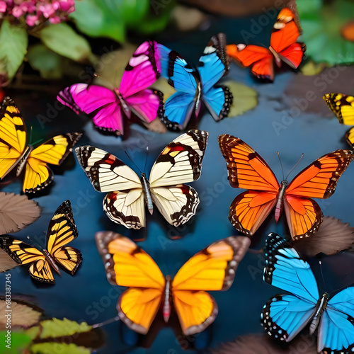 Colorful butterfies in zoom in nature view 