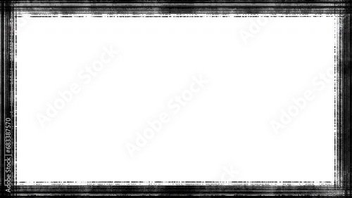 Distressed grunge frame animation, painted black stop motion border on a white background