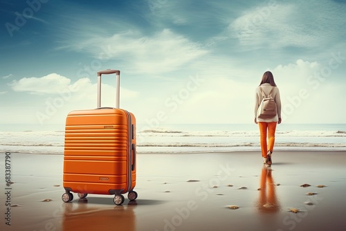 girl with travel suitcase on the beach © nataliya_ua
