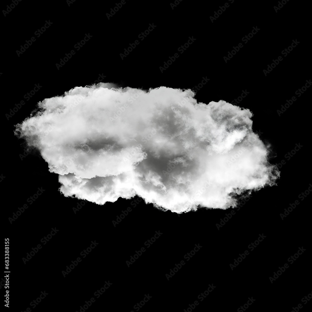 White cloud isolated over black background, 3D illustration White cloud isolated over black background, 3D illustration
