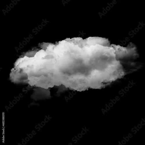 White cloud isolated over black background 3D illustration