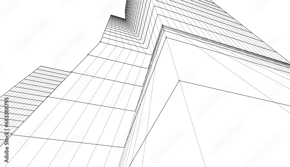 Fototapeta premium Abstract architecture building vector 3d illustration