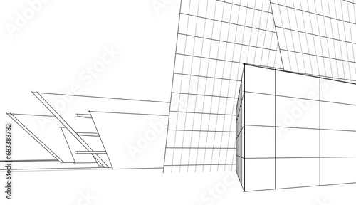 Abstract architecture building vector 3d illustration