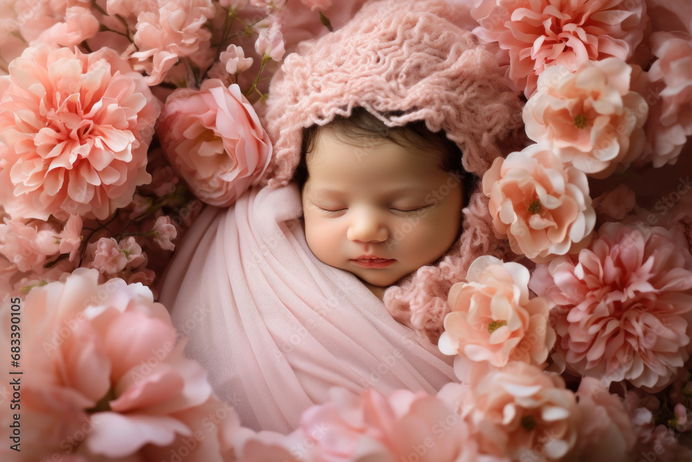 Newborn baby in flowers Newborn baby in flowers