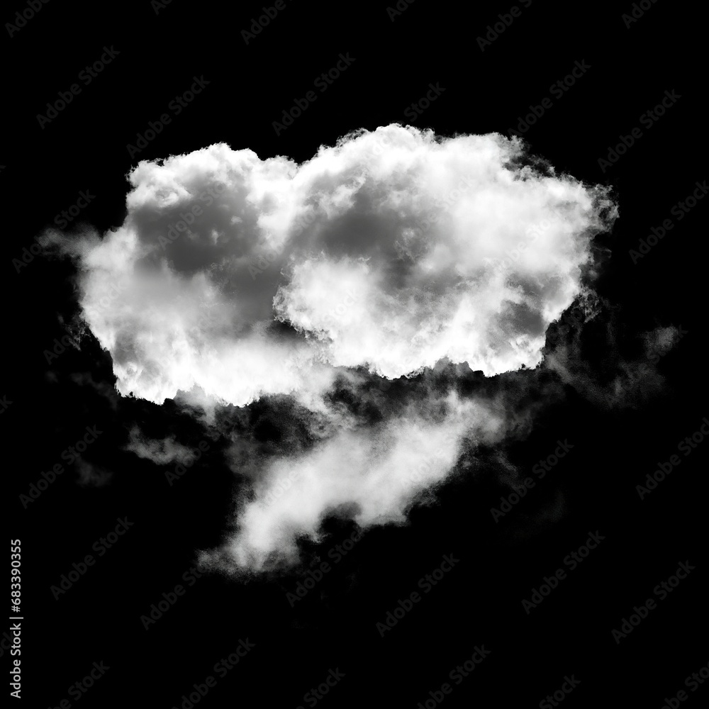 Single cloud isolated over black background, 3D illustration Single cloud isolated over black background, 3D illustration