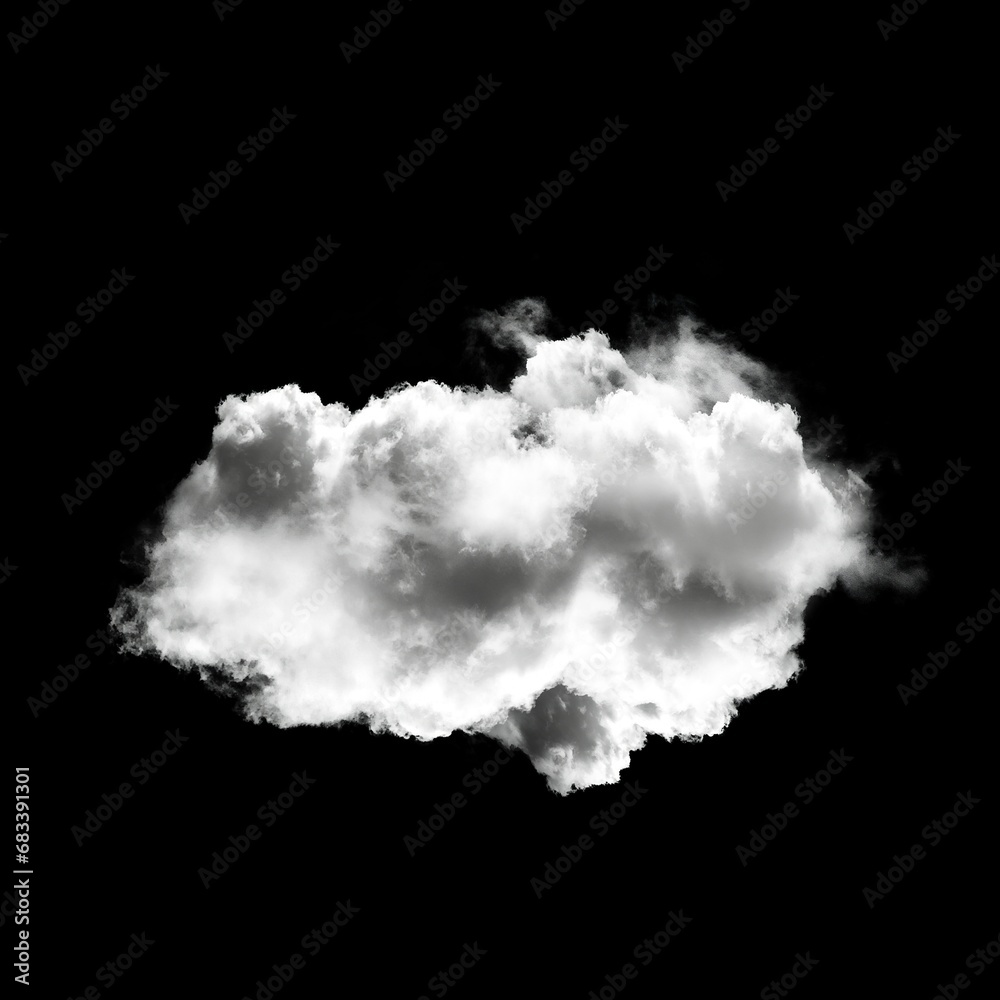 Single cloud isolated over black background, 3D illustration Single cloud isolated over black background, 3D illustration