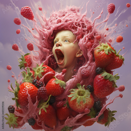 child with strawberries