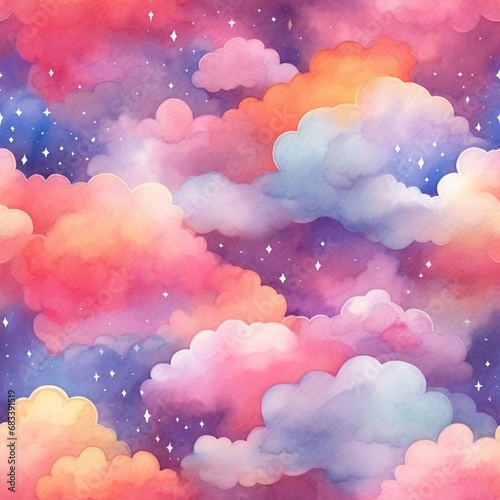 watercolor colorful illustration of clouds © Incrouble