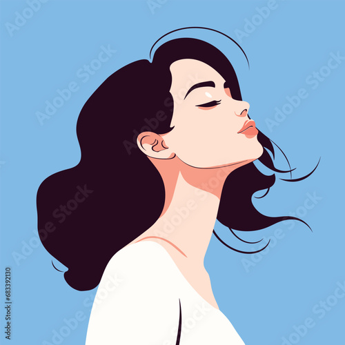 Woman modern icon avatar. Beautiful woman design. Abstract contemporary poster. Wall art design. Vector stock	