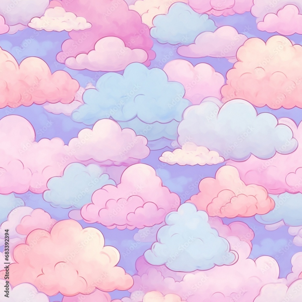 watercolor colorful illustration of clouds