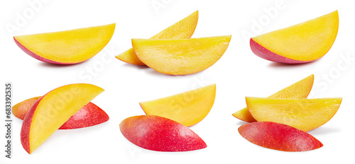 Collection mango fruit slices photo