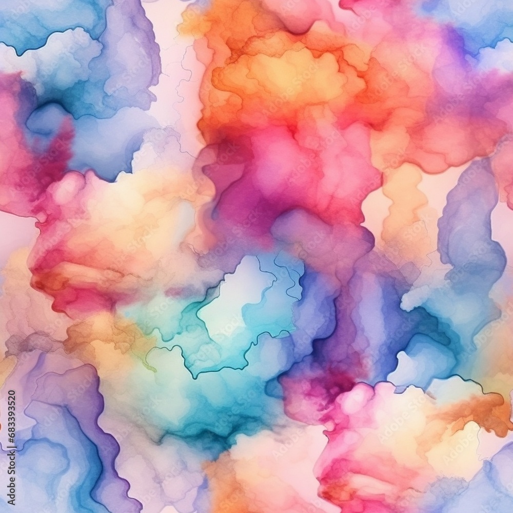 watercolor colorful illustration of clouds