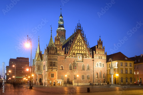 Town Hall of Wroclaw at Night  Poland