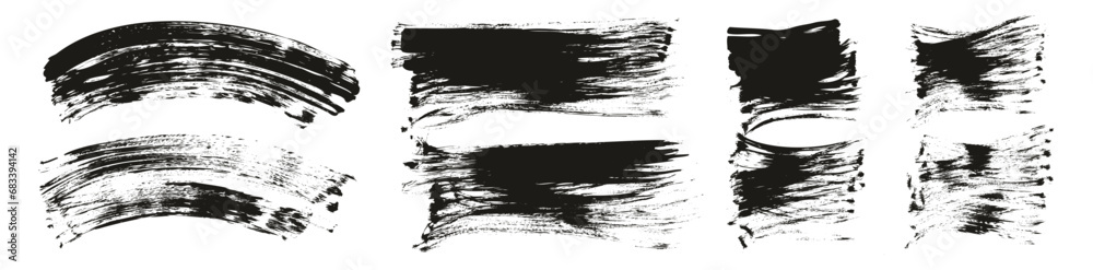 Hand Drawn Flat Fan Brush Regular Curved & Long & Short Background High Detail Abstract Vector Background Set 