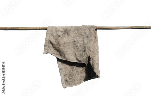 Old dirty torn rag isolated on white background. Cleaning rag.