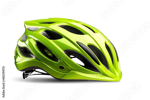 Bicycle helmet isolated on white background. Sports helmet to protect a cyclist close-up photo
