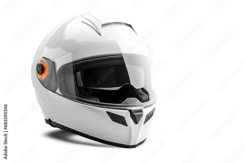 Motorcycle helmet isolated on white background. Modern helmet design for motorcyclists. Safety and protection on the highway