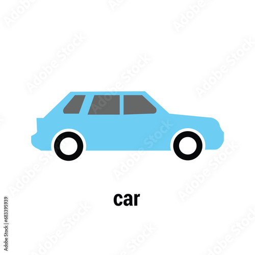 New car, sedan type in modern style. Copy-space, banner composition. 3D illustration