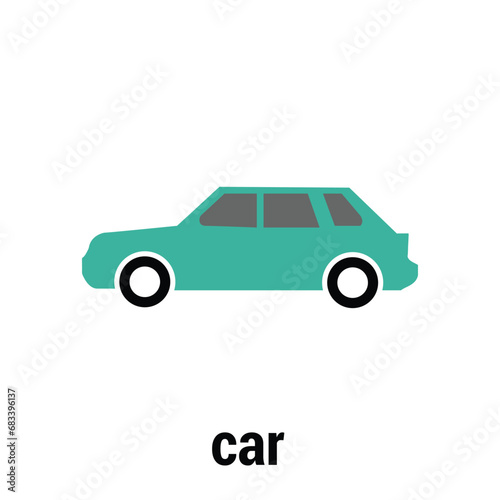 New car, sedan type in modern style. Copy-space, banner composition. 3D illustration