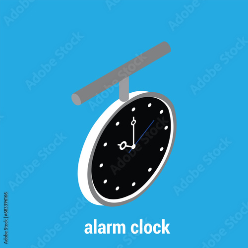 White vintage ringing alarm clock on bright red background. Modern design, 3d rendering.