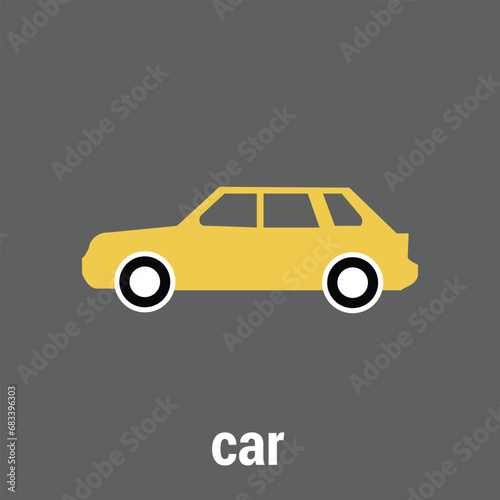 New car, sedan type in modern style. Copy-space, banner composition. 3D illustration