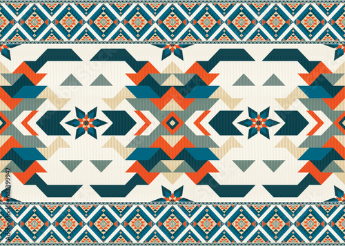 American ethnic native pattern.Traditional Navajo,Aztec,Apache,Southwest and Mexican style fabric pattern.Abstract vector motifs pattern.Design for fabric,clothing,blanket,carpet,woven,wrap,decoration