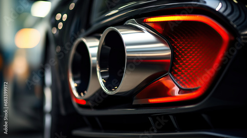 Super car exhaust close-up. photo