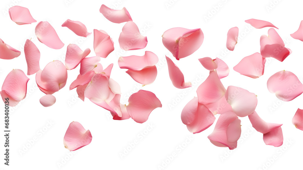 Pink Sakura Flower Petals Falling: A Celebration for Valentine’s Day, Isolated on Transparent Background, PNG