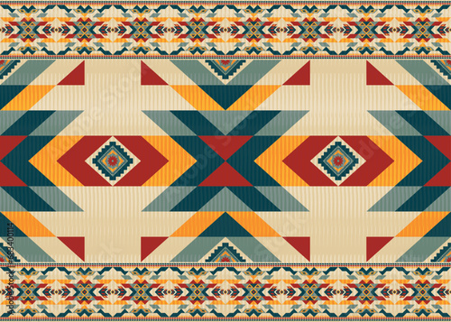 American ethnic native pattern.Traditional Navajo,Aztec,Apache,Southwest and Mexican style fabric pattern.Abstract vector motifs pattern.Design for fabric,clothing,blanket,carpet,woven,wrap,decoration