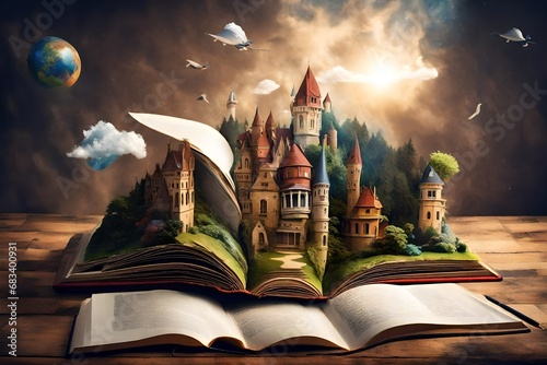 fantasy world inside of the book concept of education imagination and creativaty from reading books