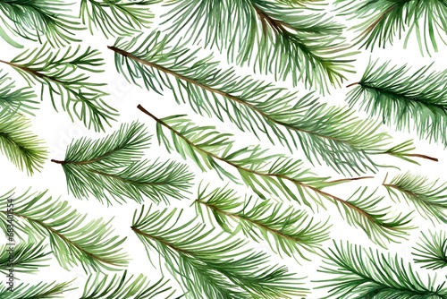   pine branch watercolor isolated illustration green natural forest christmas tree needles branches greenery hand drawn holiday decor with  fir branch holiday celebration for 2024 new