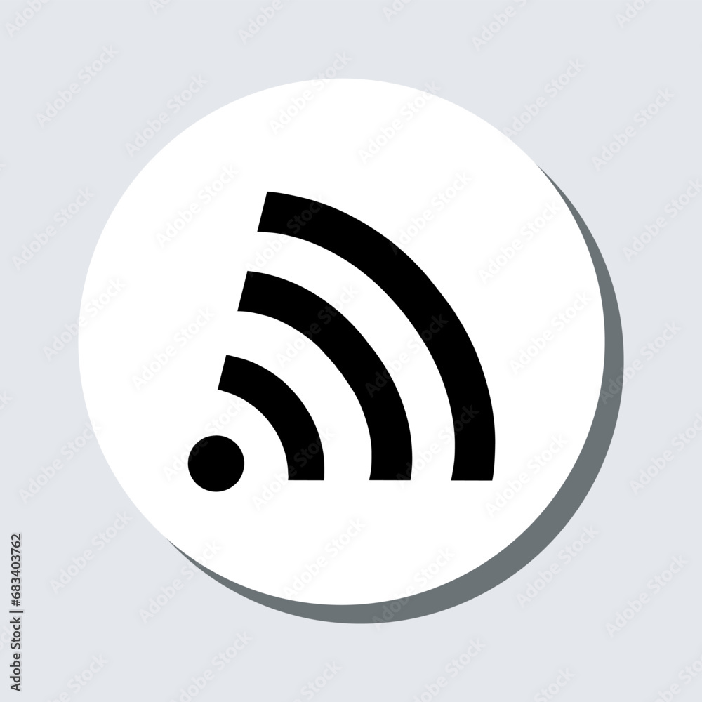 Wi Fi icon vector. Wireless sign symbol in trendy flat style. Wifi vector icon illustration in circle isolated on gray background Wi Fi icon vector. Wireless sign symbol in trendy flat style. Wifi vector icon illustration in circle isolated on gray background
