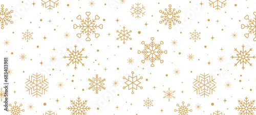 Wallpaper Mural Christmas vector background seamless pattern with gold snowflakes and stars isolated on transparent background. Torontodigital.ca
