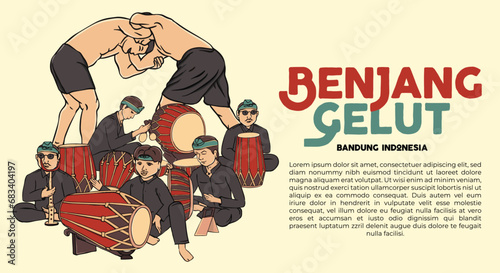 Benjang Gelut is a traditional martial art from Bandung, West Java, Indonesia photo