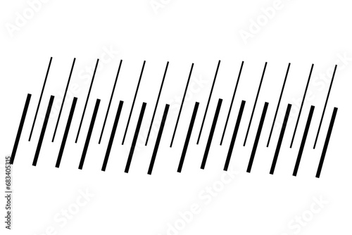 Rows of slanted black slash lines on transparent background. Rectangular diagonal  oblique lines  strips abstract  geometric pattern background. Digital png illustration. footer modern design